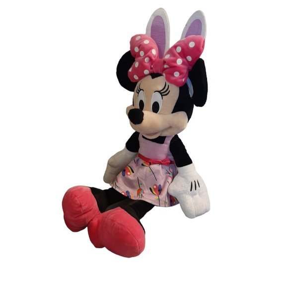Disney Minnie Mouse Plush Bunny Ears Pink Floral Dress Stuffed Animal 12" - Picture 6 of 7